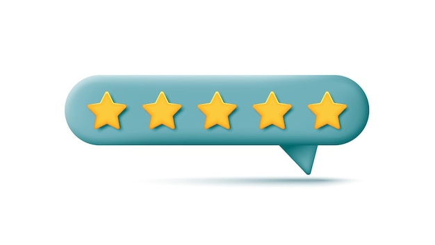 Five Star Feedback. Vector customer review concepts. Reviews stars with good and bad rate and text. 3D Web Vector Illustrations.