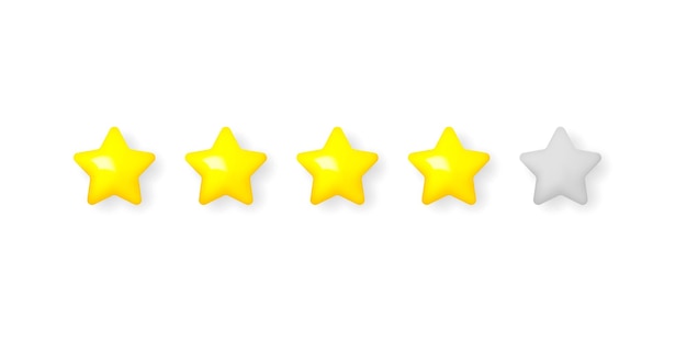 Vector five star rating badge the concept of rating from the user isolated cartoon stars on a white background