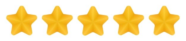 Five star rating customer feedback concept 5 yellow stars glossy 3d vector illustration Ranking