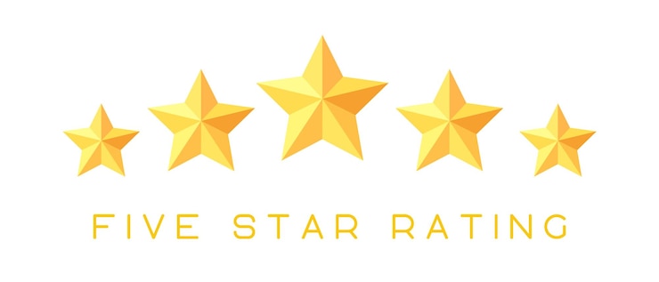 Vector five star rating logo customer rating review flat icon for apps and websites vector illustration
