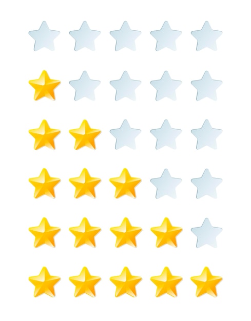 Vettore classificazione a cinque stelle classifica a stelle per la valutazione della qualità del servizio e del feedback