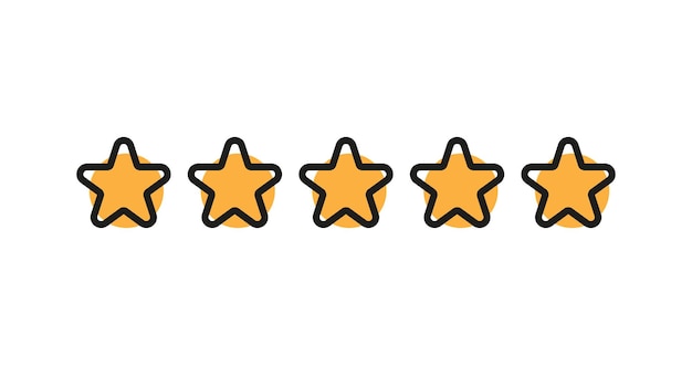 five stars in flat style on white background