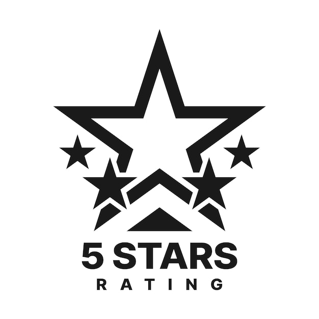 Vector five stars rating best award icon of service quality review 5 rate stars vector silhouettes customer satisfaction feedback top choice high quality first place prize and reward symbol