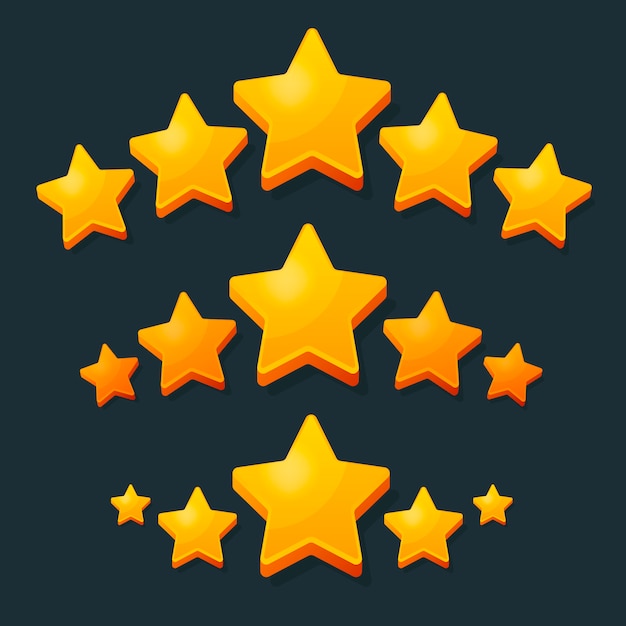 Five stars rating gold .