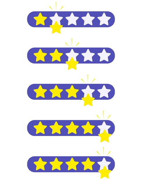 Five stars rating One two three four five stars feedback from customer