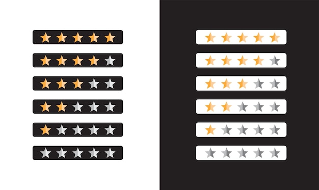Обзор пятизвездочного рейтинга с белым и черным фоном