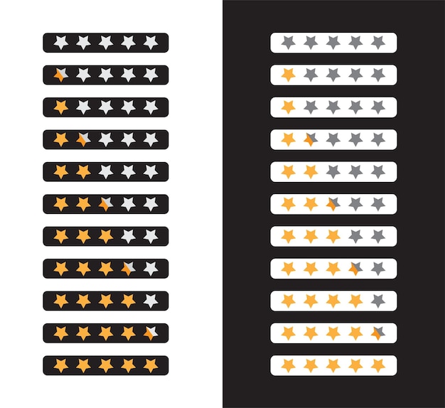 Five stars rating review with white and black background