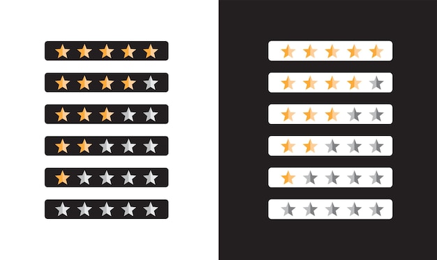 Five stars rating review with white and black background