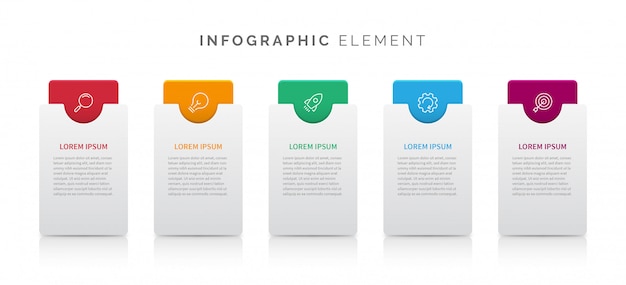 Elemento infografica in cinque passaggi