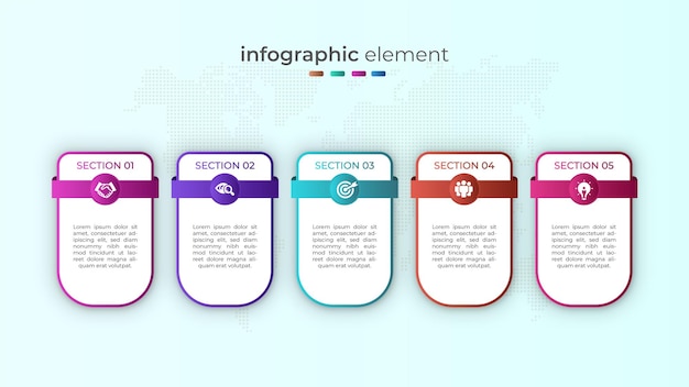 Vector five step modern timeline infographic design