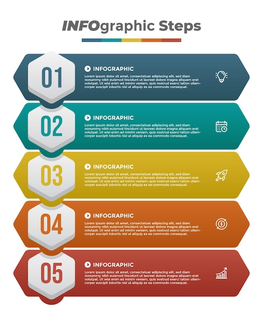 Vector five steps colorful business infographic strategy