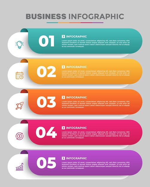 Vector five steps colorful business infographic template