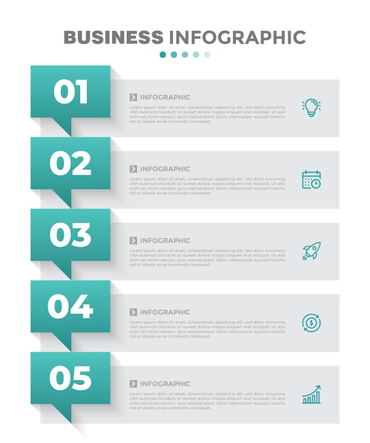 Vettore five steps elegant business infographic template