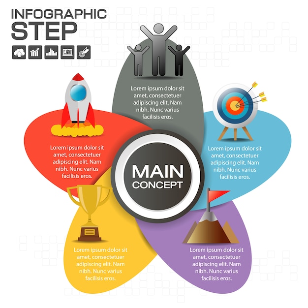 Five Steps Infographic Design Elements.