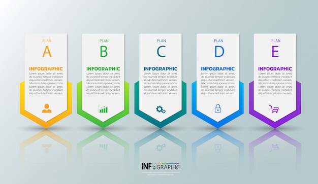 Modello di infografica in cinque passaggi