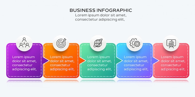 Five steps modern business infographic