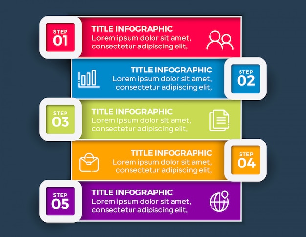 Five steps modern infographic template