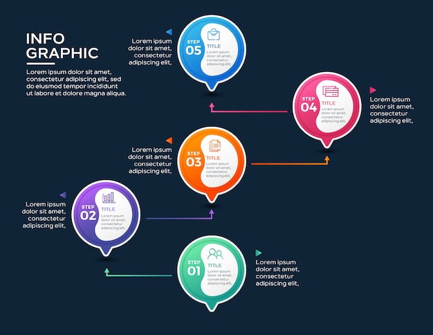 5 단계 현대 infographic 템플릿