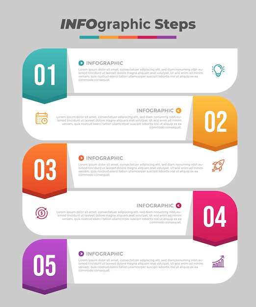 Five Steps Strategy Infographic Template