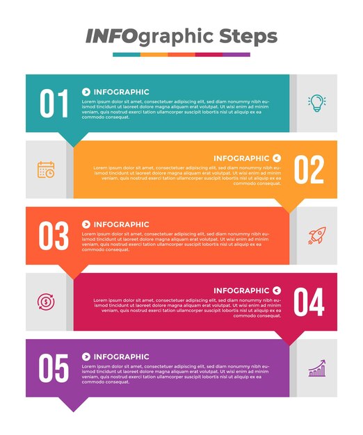 5つのステップの戦略 インフォグラフィックテンプレート