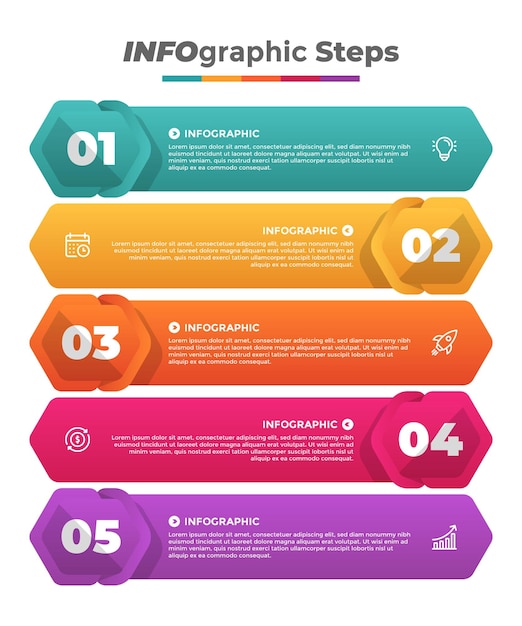 Five steps strategy infographic template