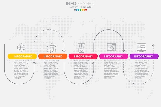 Пять шагов сроки инфографики дизайн вектор