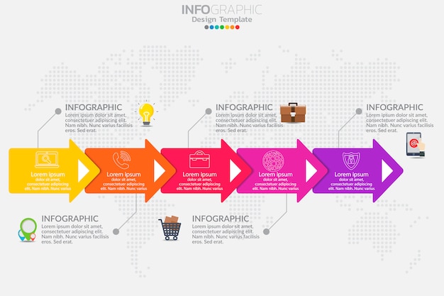 Five steps timeline infographic template design vector