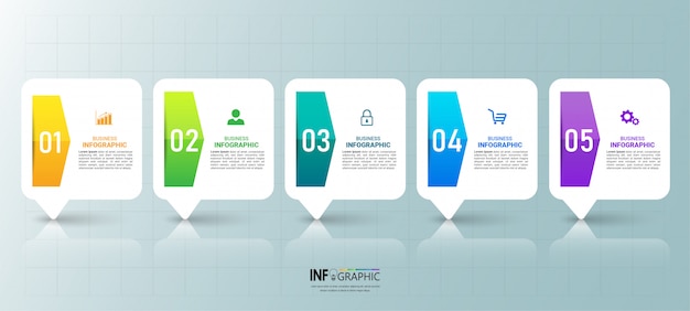 Five steps timeline infographics design template.