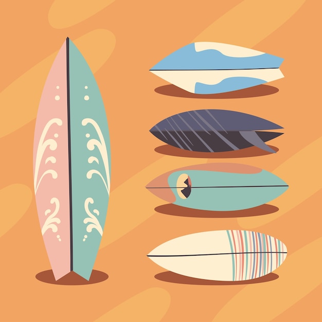 Vector five surfboard items