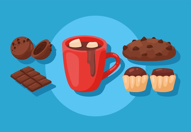 Vector five sweet cocoa icons