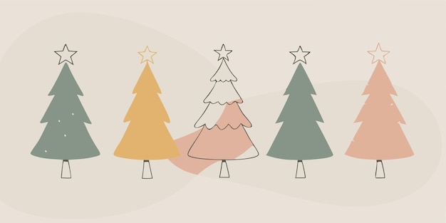 ベクトルアートで作られた5つのユニークなクリスマスツリー