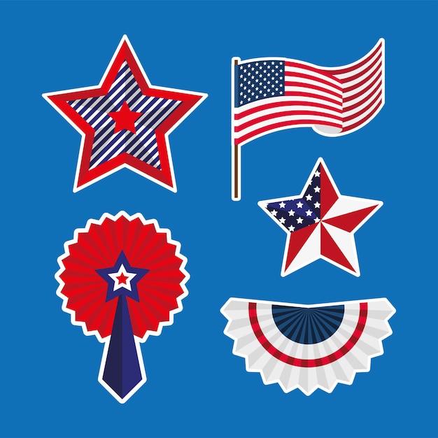 Five usa independence set sticker