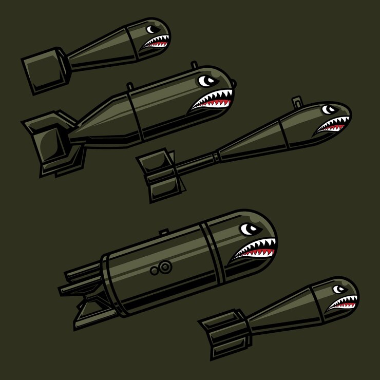 five vector bombs and different shapes