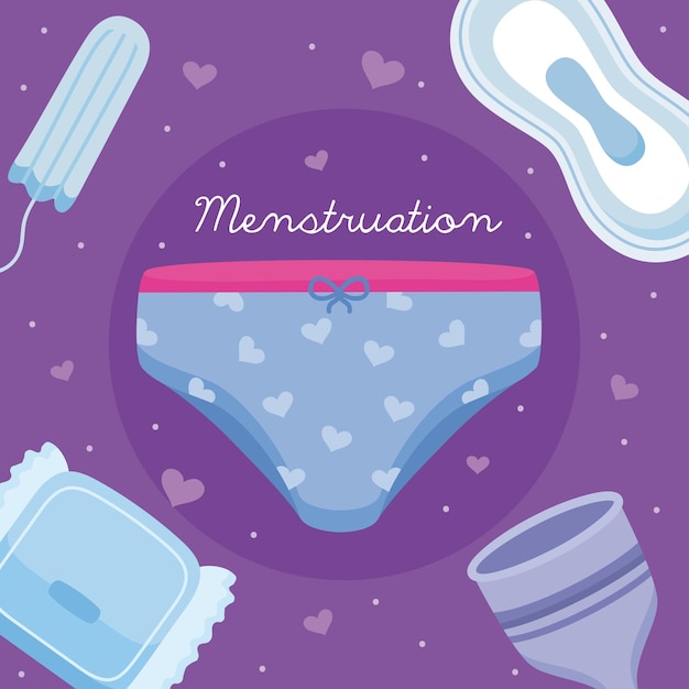 Vector five women menstruation icons