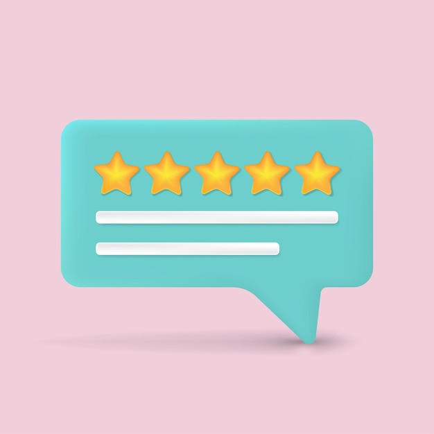 Fivestar feedback concetti di recensione cliente recensioni stelle illustrazioni vettoriali 3d