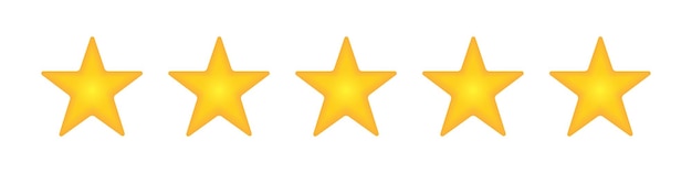 Vector fivestar rating icoon voor product review mobiele applicatie website sterren op een witte achtergrond