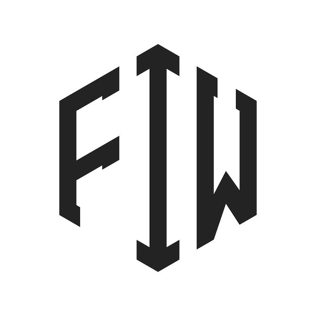 FIWのロゴデザイン: FIWのイニシャル・レター FIWのモノグラム六角形を使用したロゴ