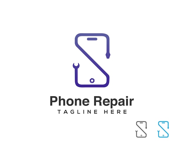 Vector fix phone and mobile phone repair logo with letter s