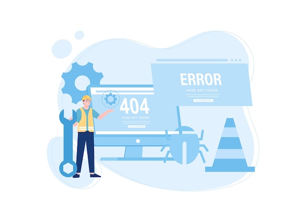 Vector fixed 404 errors concept flat illustration