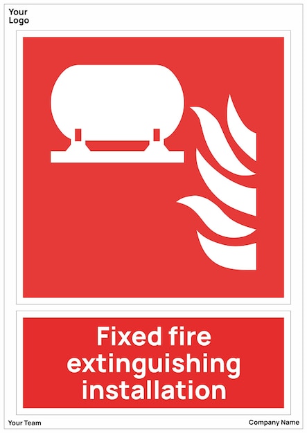 Vector fixed fire extinguishing installation signs symbols standard iso 7010