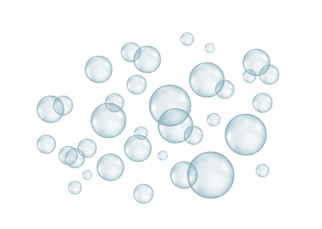 Fizz underwater fizzing air water or soap  bubbles on white  background