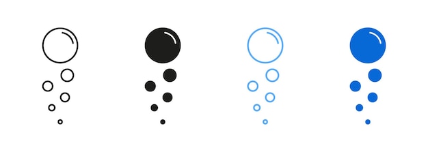 탄산 음료 물 거품 아이콘 세트 비누 구체 거품 맑은 소다 수족관 방울 기호