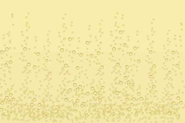 Vector fizzy sparkles in realistic effervescent champagne drink, soda effect, clean oxygen, beer, or gas.