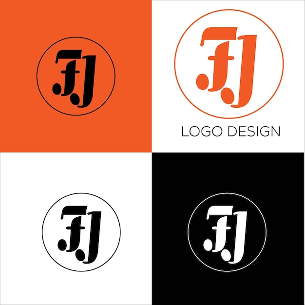 Vector fj beginletter logo-ontwerp