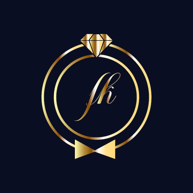 Vettore design del logo fk monograms, gioielli, modello vettoriale per matrimoni