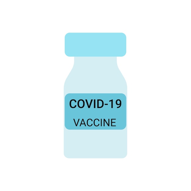 Flacon met één fles covid19 coronavirus vaccine geïsoleerde vectortekening op witte achtergrond