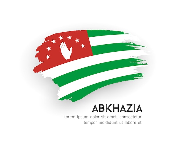 アブハジアの旗、白い背景、EPS10 ベクトル図に分離されたブラシ ストロークのデザイン