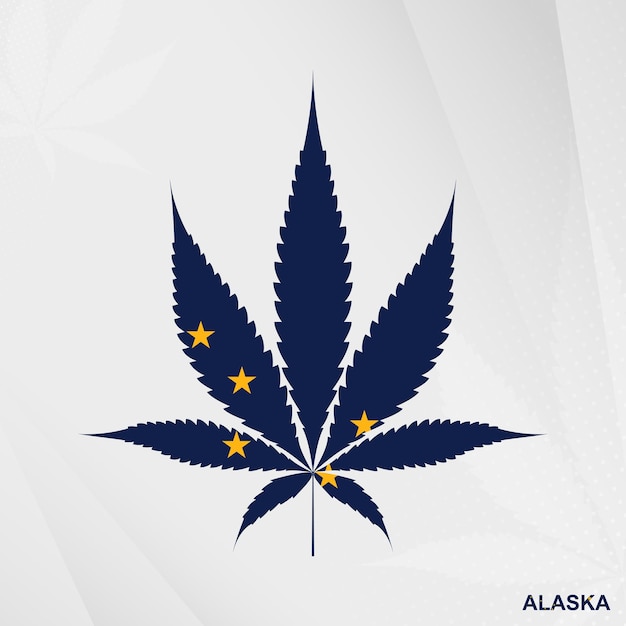 Vector flag of alaska in marijuana leaf shape the concept of legalization cannabis in alaska