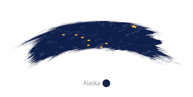 Flag of Alaska state in rounded grunge brush stroke Vector illustration