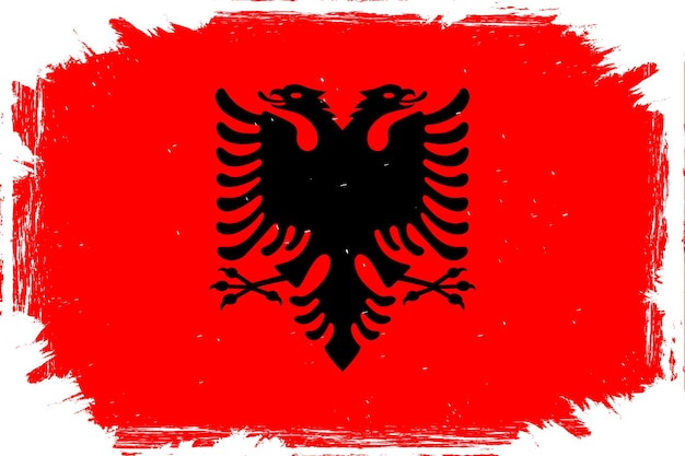 Flag of albania banner with grunge texture